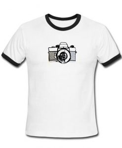 camera sketch ringer t-shirt