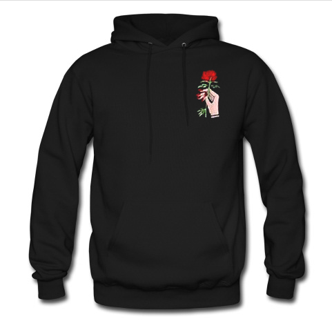 rose in hand hoodie