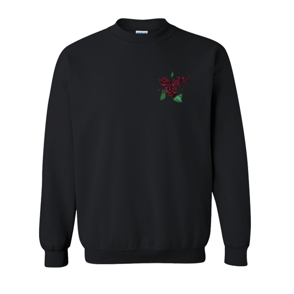 rose black sweatshirt