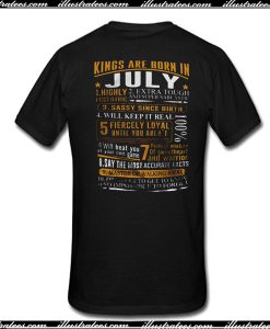 Kings Are Born In July T Shirt Back