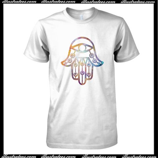 Galaxy Hamsa Namaste T-Shirt