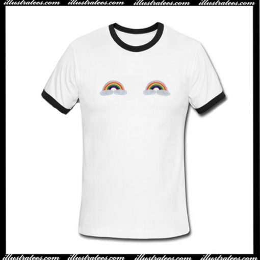 Twin Rainbow Cloud Ringer Shirt