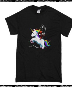 Deadpool Riding Unicorn Fighting T-Shirt