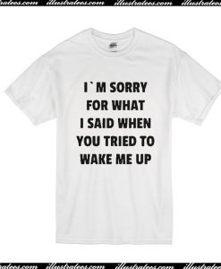 I'm Sorry For What I Said When You Tried To Wake Me Up T-Shirt