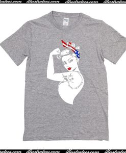 Single Mom Strong American Flag T-Shirt