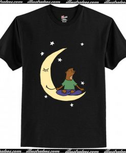 Cute Sea Otter Sitting on Moon with Star t shirt