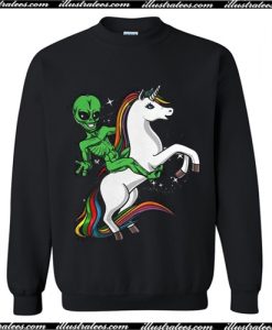 Alien riding unicorn space funny UFO Sweatshirt