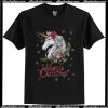 Christmas unicorn snow background T Shirt