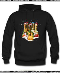 Guitar Wearing Santa Hat Christmas Hoodie