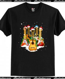 Guitar Wearing Santa Hat Christmas T Shirt