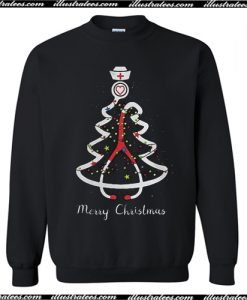 Merry Christmas tree stethoscope nurse nursing Sweatshirt