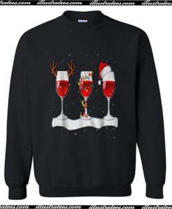 Merry Christmas with reindeer wine and hats Sweatshirt