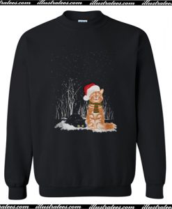 Cat christmas snow night Sweatshirt