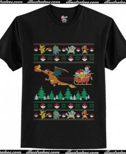 Christmas Pokemon Pikachu Fushigidane Squirtle Hitokage T Shirt