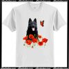 German Shepherd Flowers And Butterfly T Shirt