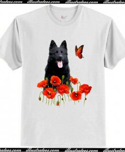 German Shepherd Flowers And Butterfly T Shirt