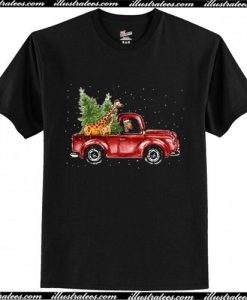 Giraffee Christmas Car T Shirt