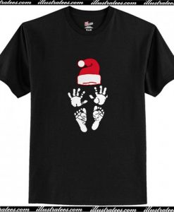 Hand foot prints Santa hat T Shirt