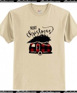 Merry Christmas Plaid Car Cream T Shirt