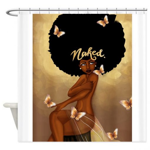 Afro Hair Fashion Girl Have A Bath Naked Shower Curtain AI