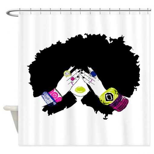 Afro Hair Shower Curtain AI