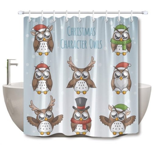 Character Owls Cartoon Shower Curtain AI