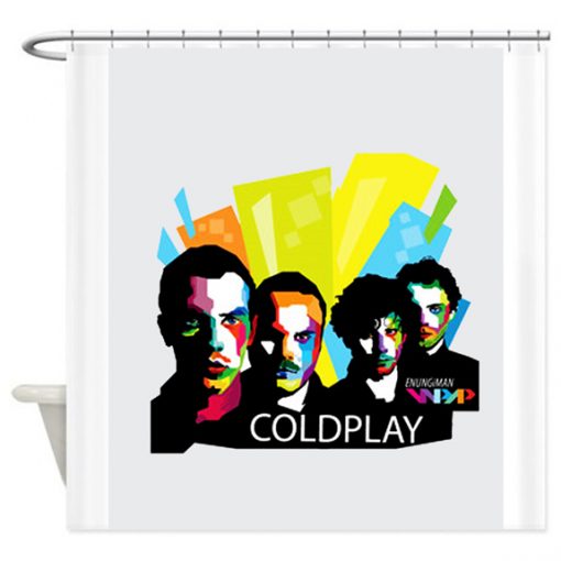 Coldplay Typography shower curtain customized design for home decor AI