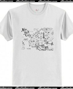 New York City Map Illustration and Wall Decal T-Shirt Ap