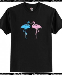 Blue And Pink Flamingo T Shirt AI