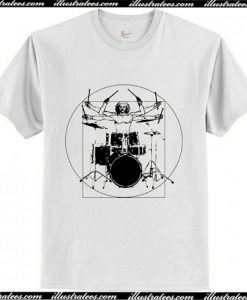 Da Vinci Vitruvian Man Drummer Band T-shirt AI