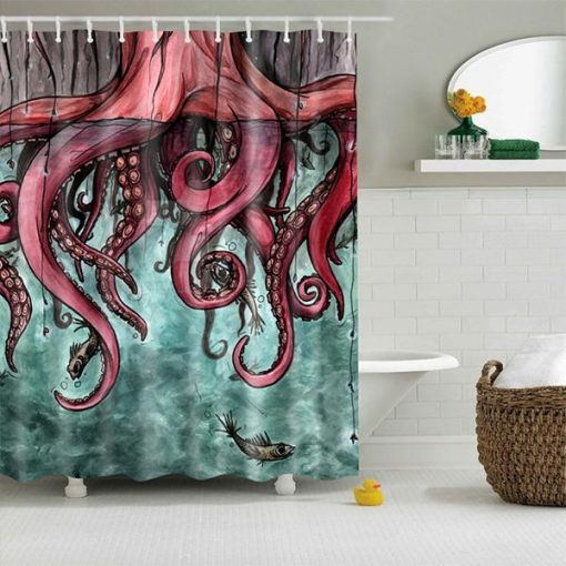 Octopus Shower Curtain For Bathroom Decor Picture It On Canva Store AI