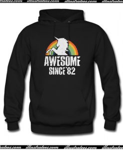 Rainbow Unicorn awesome since’82 retro Hoodie AI