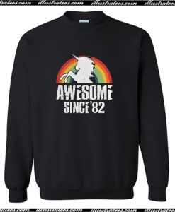 Rainbow Unicorn awesome since’82 retro Sweatshirt AI