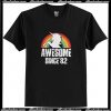 Rainbow Unicorn awesome since’82 retro T-shirt AI