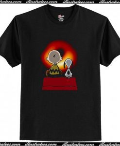 Snoopy and Charlie Brown watching Cosmic Black Hole T-shirt AI