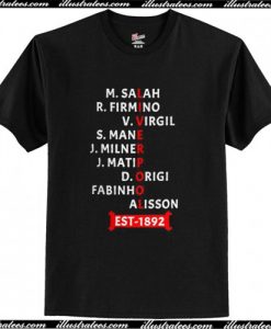 Liverpool Never Give Up Players T-Shirt AI