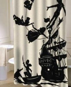 Peter Pan Flying Silhouette Shower Curtain AI