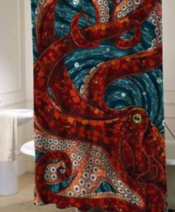 mosaic octopus large Shower Curtain AI