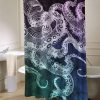 Midnight Watercolor Octopus Shower Curtain – Beautiful Blue and Purple Octopus AI