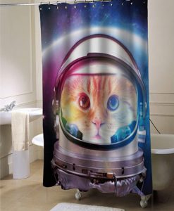 Space Cat Shower Curtain AI