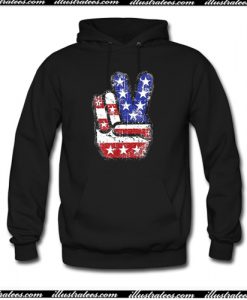 Fourth 4th of July Shirt American Flag Peace Sign Hand Hoodie AI