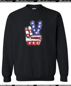 Fourth 4th of July Shirt American Flag Peace Sign Hand Sweatshirt AI