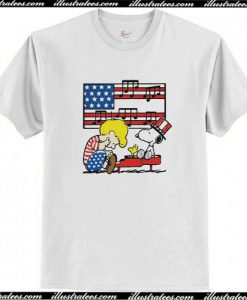 Schroeder Playing Piano Woodstock and Snoopy 4th of July T-Shirt AI