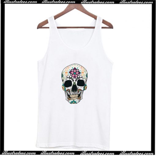 Funny Hippie Floral Skull Tee Shirt gift Tank Top AI