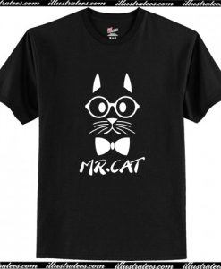 White Mr Cat T-Shirt AI