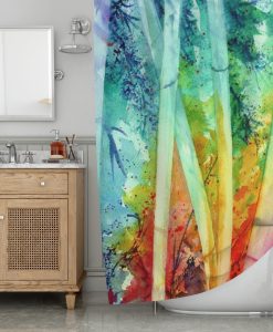 Bamboo Water Color Shower Curtain AI