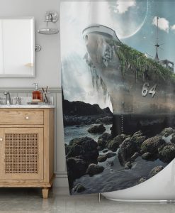 Battleship Giant Octopus Shower Curtain AI