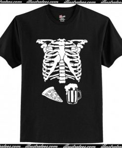 Halloween Skeleton Pizza Beer Costume T Shirt AI