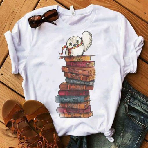 Owl And Books T Shirt AI