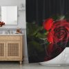 Red rose on black background Shower Curtain AI